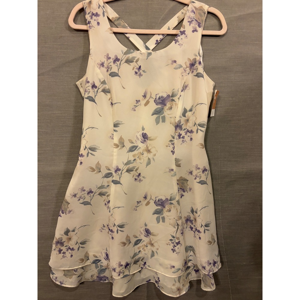 M 126 Vintage Scarlett Floral Chiffon Fit & Flare Dress Size 8 Cottage Romantic - Picture 2 of 5
